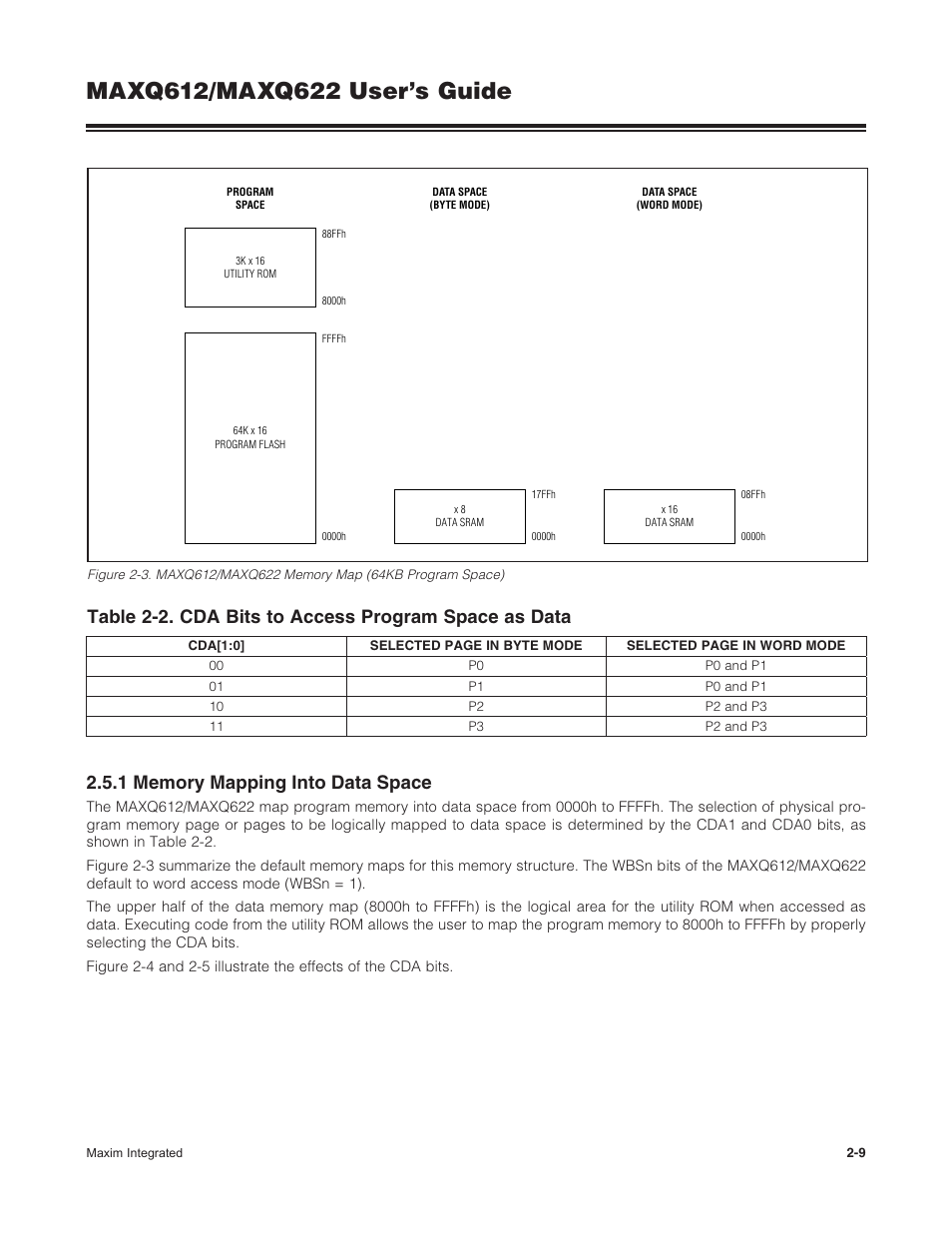 1 memory mapping into data space, 2 .5 .1 memory mapping into data space -9 | Maxim Integrated MAXQ622 User Manual | Page 13 / 255