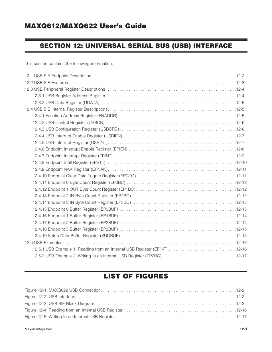 Section 12: universal serial bus (usb) interface, List of figures | Maxim Integrated MAXQ622 User Manual | Page 171 / 255