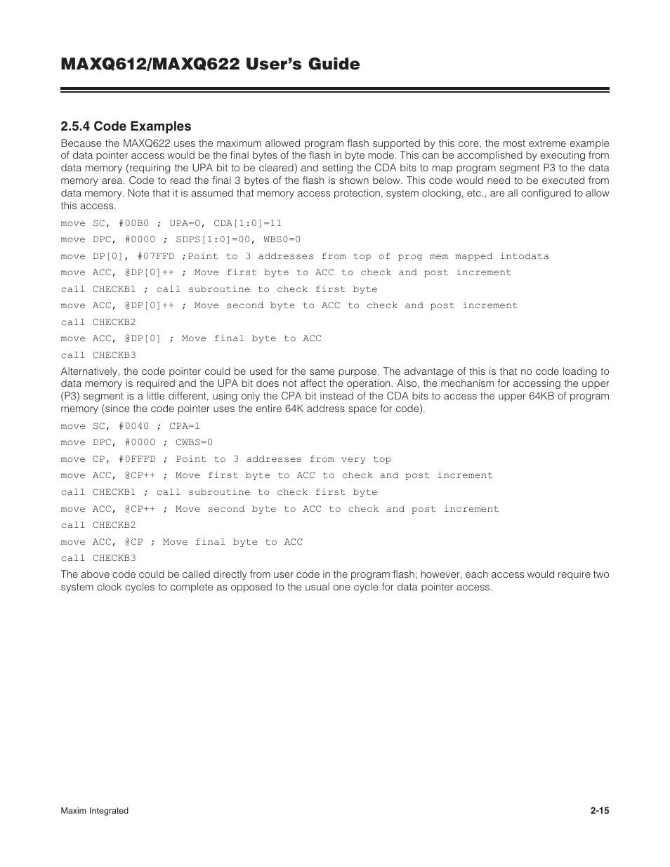 4 code examples, 2 .5 .4 code examples -15 | Maxim Integrated MAXQ622 User Manual | Page 19 / 255