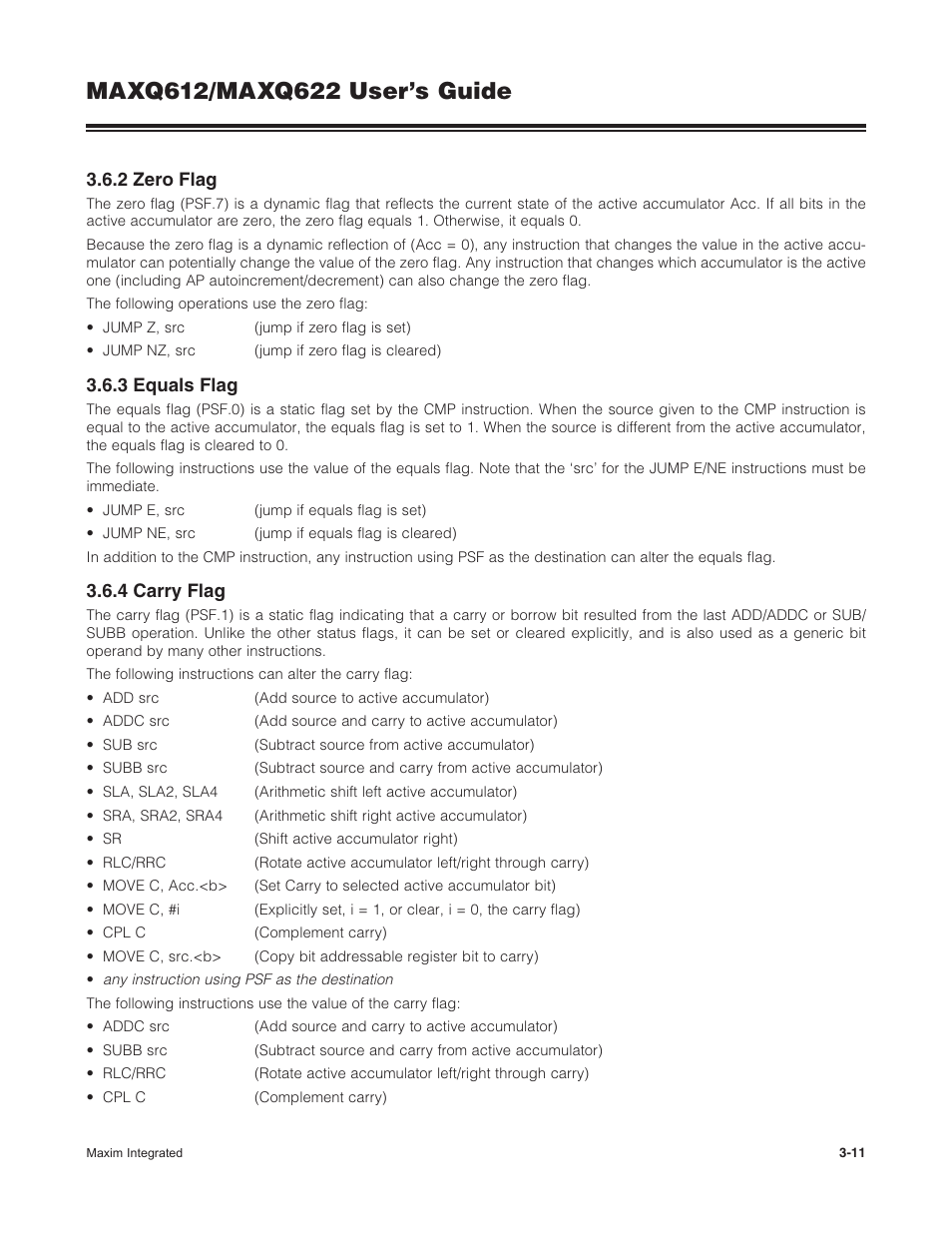 2 zero flag, 3 equals flag, 4 carry flag | Maxim Integrated MAXQ622 User Manual | Page 47 / 255