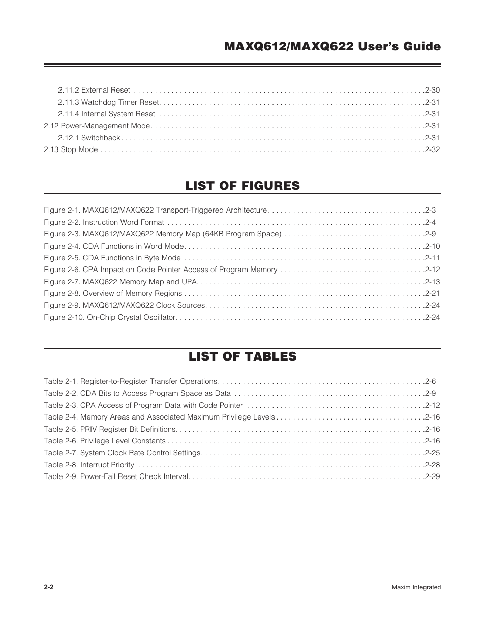 List of figures, List of tables | Maxim Integrated MAXQ622 User Manual | Page 6 / 255
