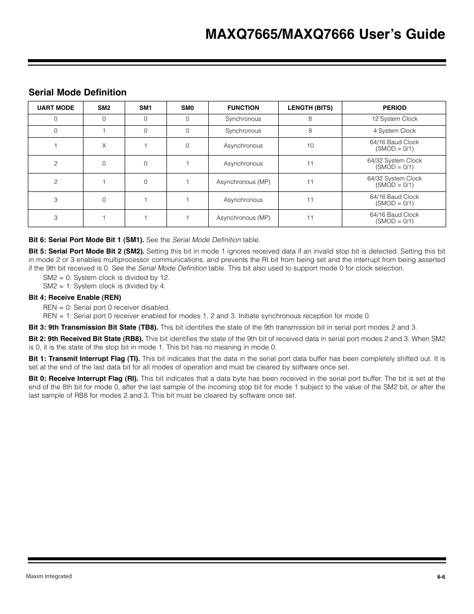 Serial mode definition | Maxim Integrated MAXQ7666 User Manual | Page 224 / 386