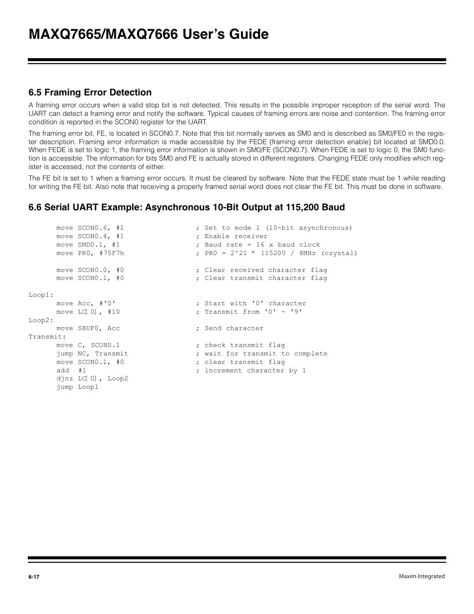 5 framing error detection -17, 5 framing error detection | Maxim Integrated MAXQ7666 User Manual | Page 235 / 386