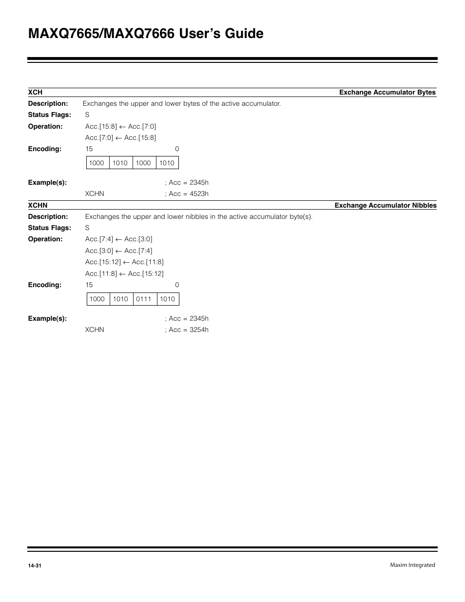 Xch -31, Xchn -31 | Maxim Integrated MAXQ7666 User Manual | Page 368 / 386