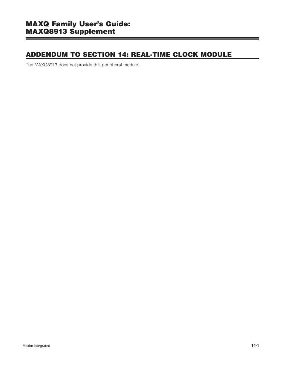 Addendum to section 14: real-time clock module, Maxq family user’s guide: maxq8913 supplement | Maxim Integrated MAXQ Family Users Guide: MAXQ8913 Supplement User Manual | Page 50 / 114