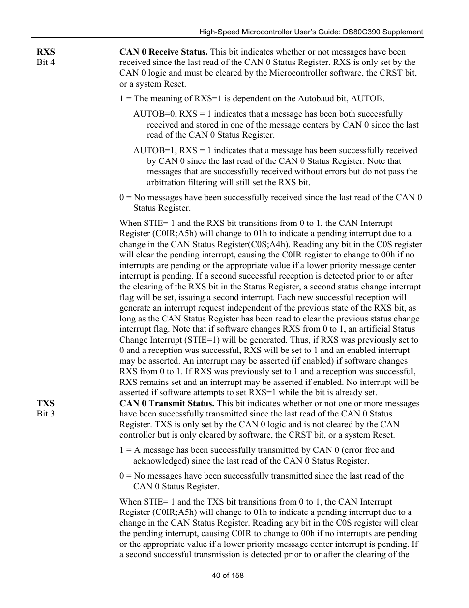 Maxim Integrated High-Speed Microcontroller Users Guide: DS80C390 Supplement User Manual | Page 40 / 158