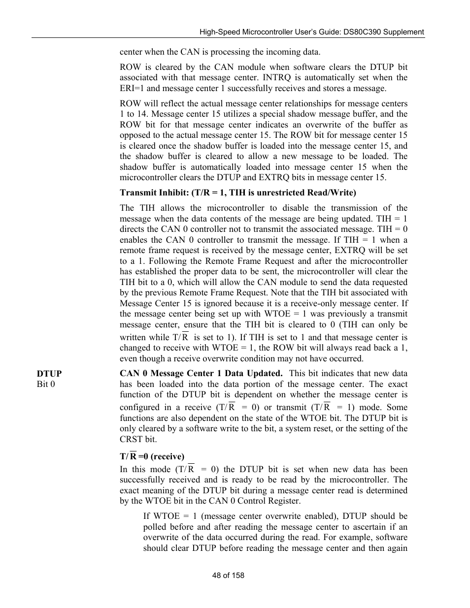Can 0 message center 2 control register (c0m2c), Can 0 message center 3 control register (c0m3c) | Maxim Integrated High-Speed Microcontroller Users Guide: DS80C390 Supplement User Manual | Page 48 / 158