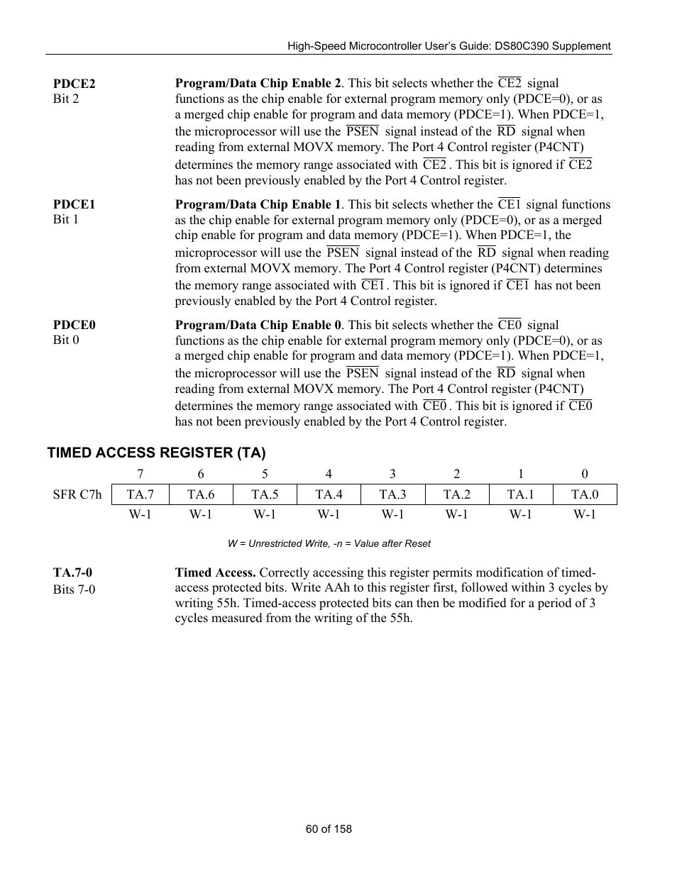 Timed access register (ta), Imed, Ccess | Egister | Maxim Integrated High-Speed Microcontroller Users Guide: DS80C390 Supplement User Manual | Page 60 / 158