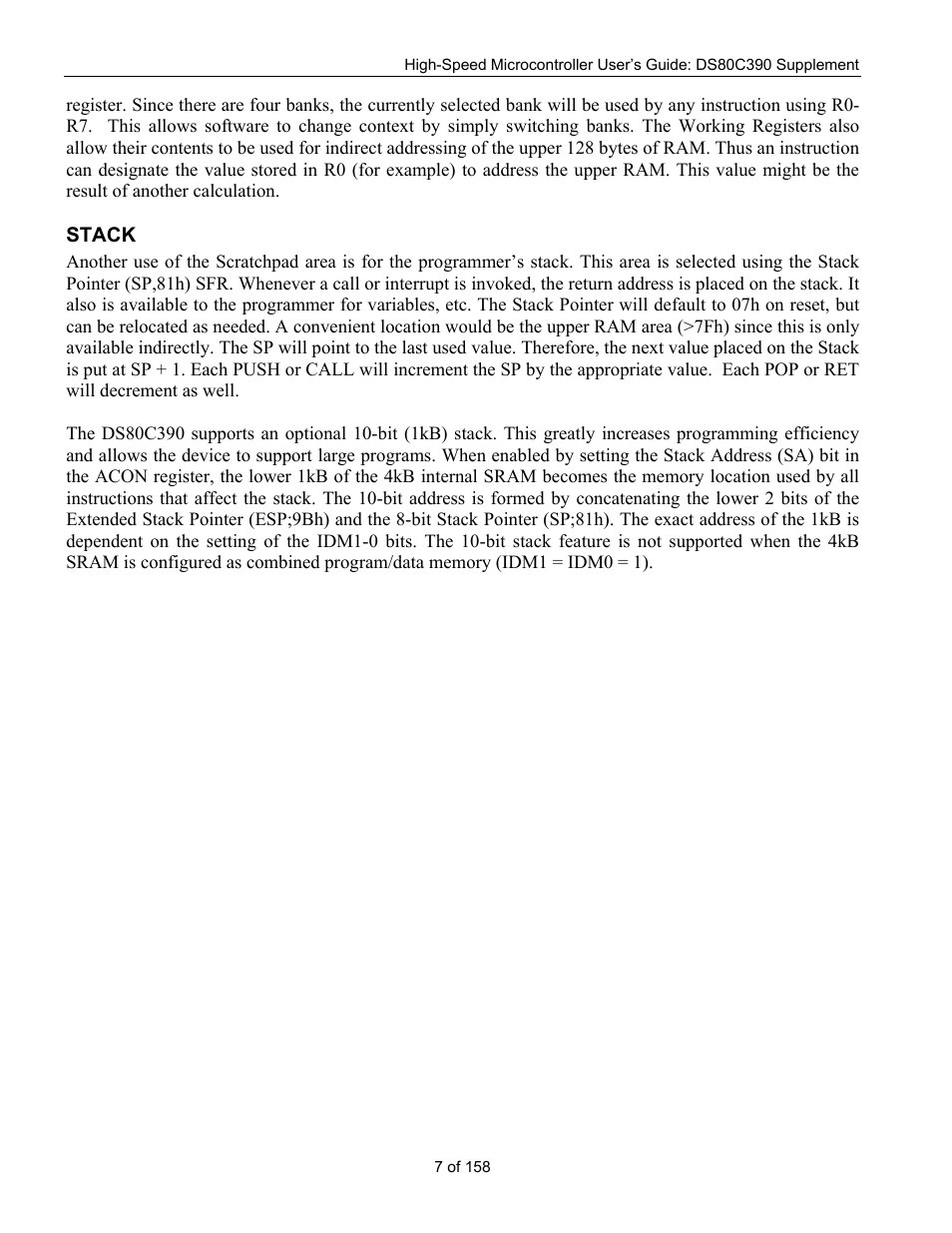Stack, Tack | Maxim Integrated High-Speed Microcontroller Users Guide: DS80C390 Supplement User Manual | Page 7 / 158