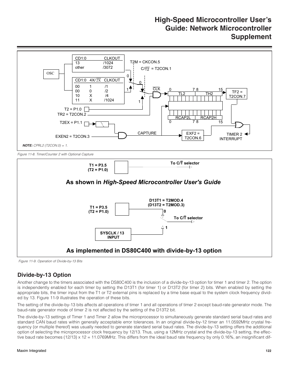 Divide-by-13 option | Maxim Integrated High-Speed Microcontroller Users Guide: Network Microcontroller Supplement User Manual | Page 122 / 221