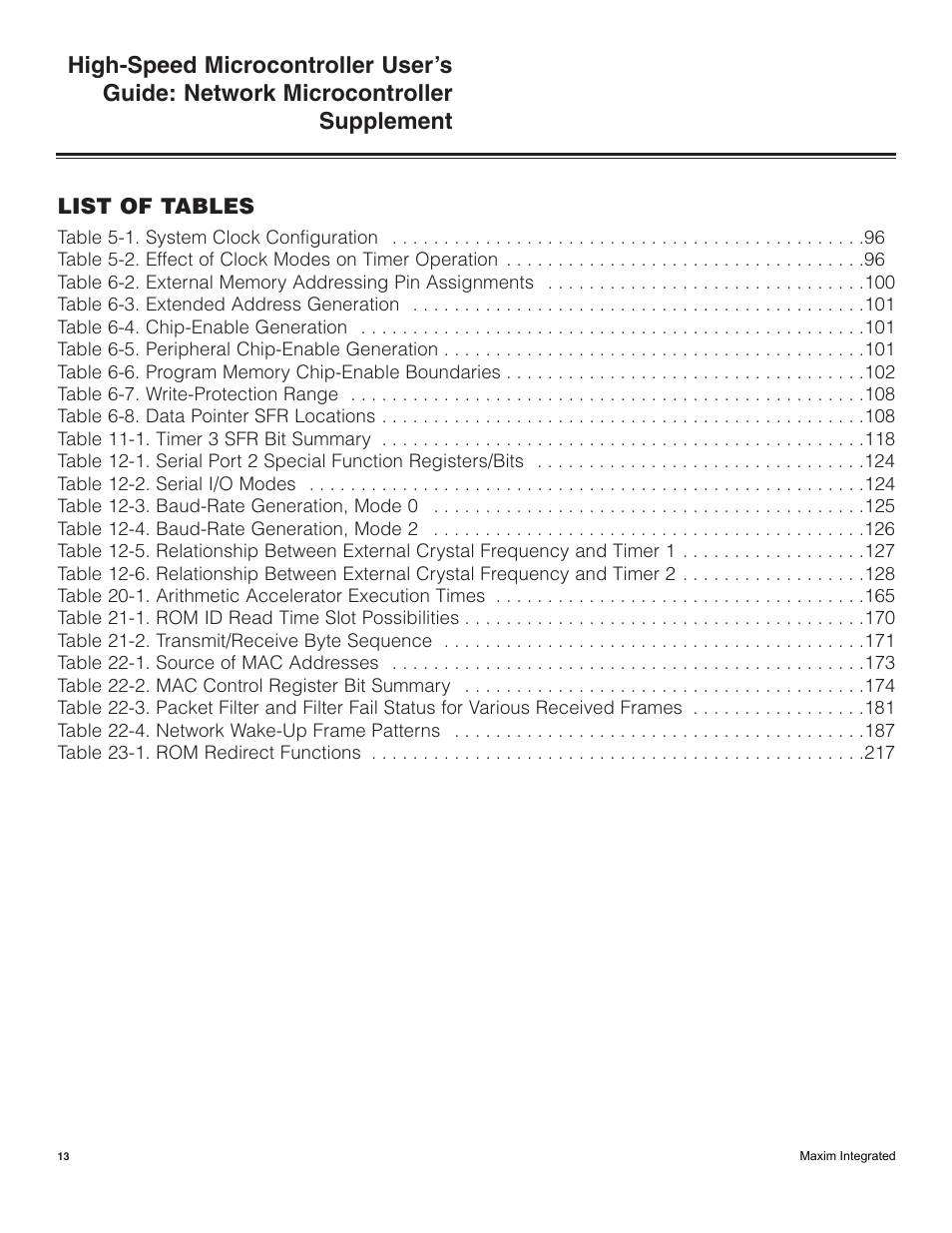 Maxim Integrated High-Speed Microcontroller Users Guide: Network Microcontroller Supplement User Manual | Page 13 / 221