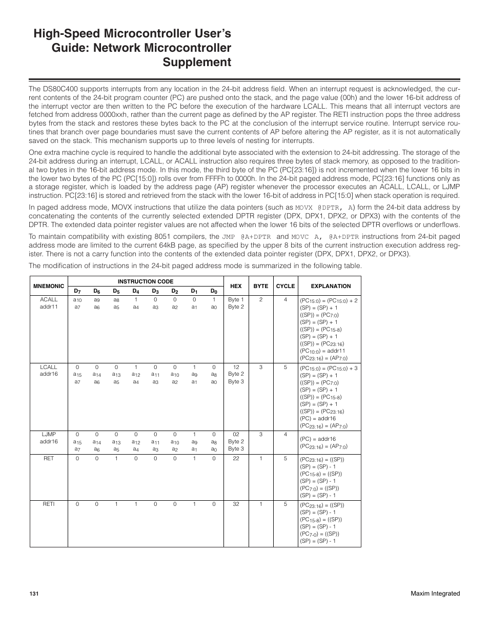 Maxim Integrated High-Speed Microcontroller Users Guide: Network Microcontroller Supplement User Manual | Page 131 / 221