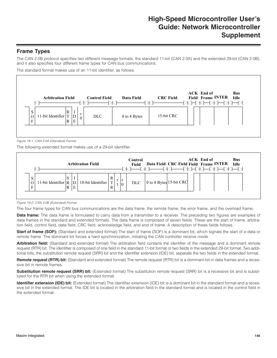 Frame types | Maxim Integrated High-Speed Microcontroller Users Guide: Network Microcontroller Supplement User Manual | Page 148 / 221