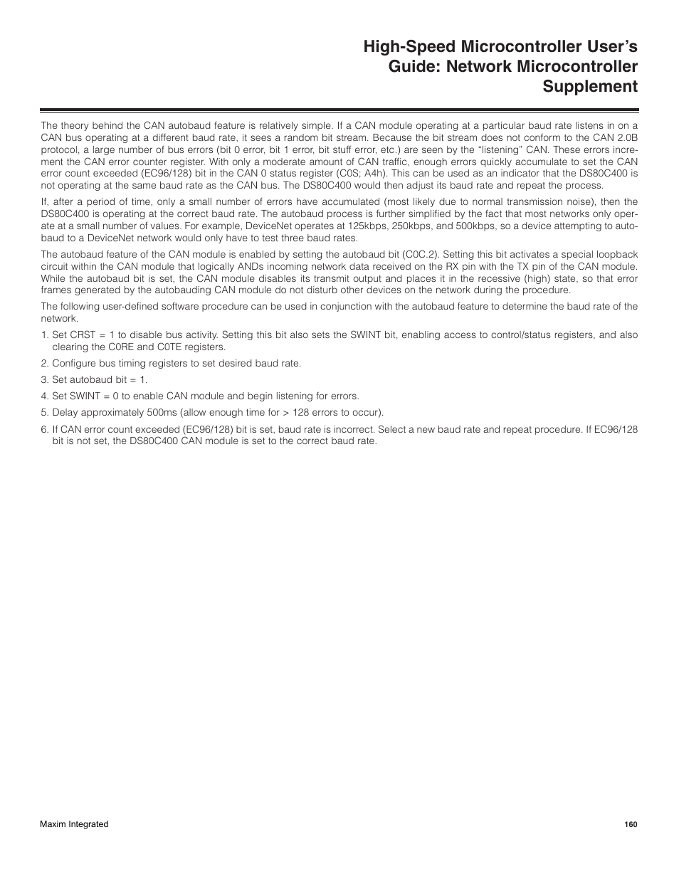 Maxim Integrated High-Speed Microcontroller Users Guide: Network Microcontroller Supplement User Manual | Page 160 / 221