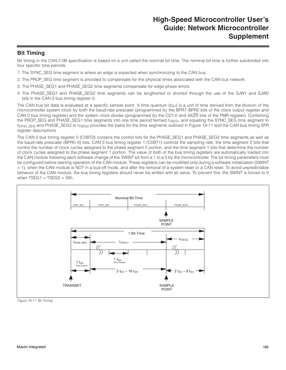Bit timing | Maxim Integrated High-Speed Microcontroller Users Guide: Network Microcontroller Supplement User Manual | Page 162 / 221