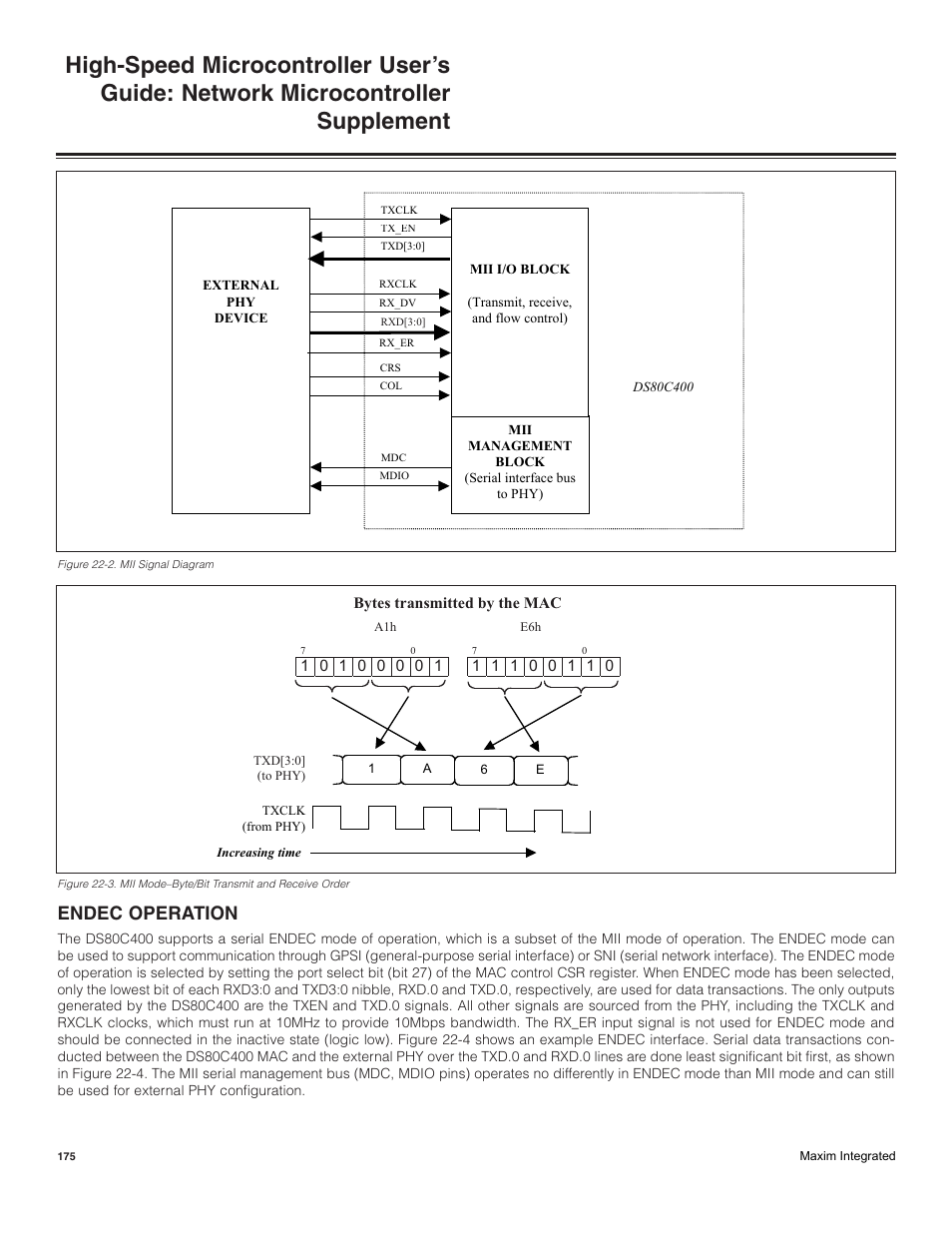 Endec operation | Maxim Integrated High-Speed Microcontroller Users Guide: Network Microcontroller Supplement User Manual | Page 175 / 221