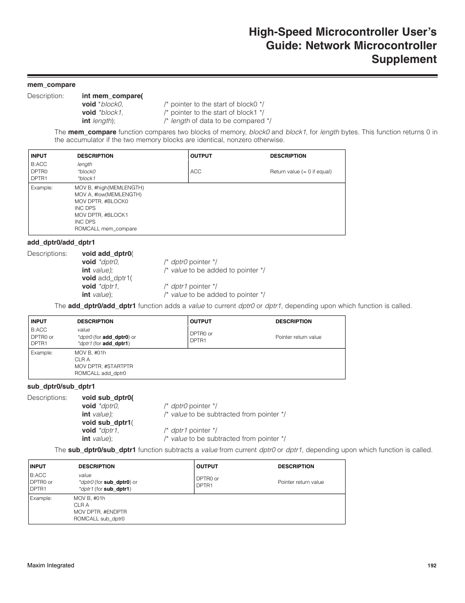 Maxim Integrated High-Speed Microcontroller Users Guide: Network Microcontroller Supplement User Manual | Page 192 / 221