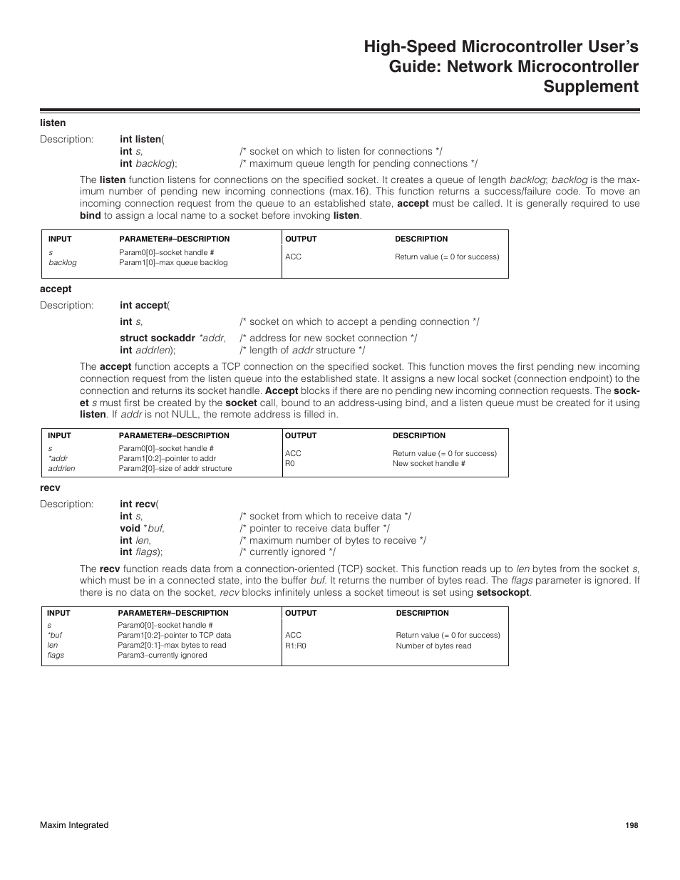 Maxim Integrated High-Speed Microcontroller Users Guide: Network Microcontroller Supplement User Manual | Page 198 / 221