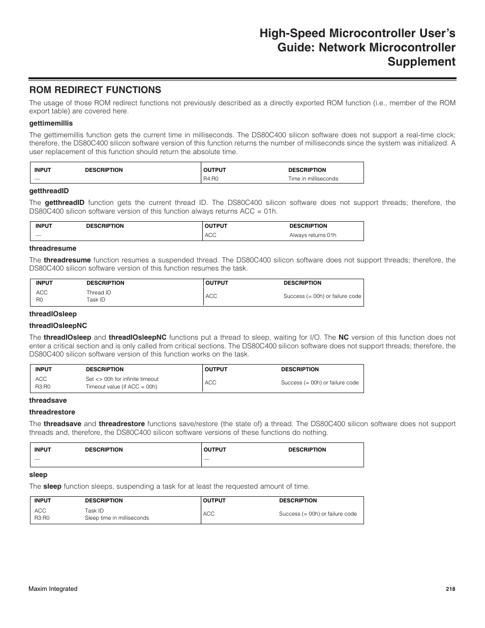 Rom redirect functions | Maxim Integrated High-Speed Microcontroller Users Guide: Network Microcontroller Supplement User Manual | Page 218 / 221