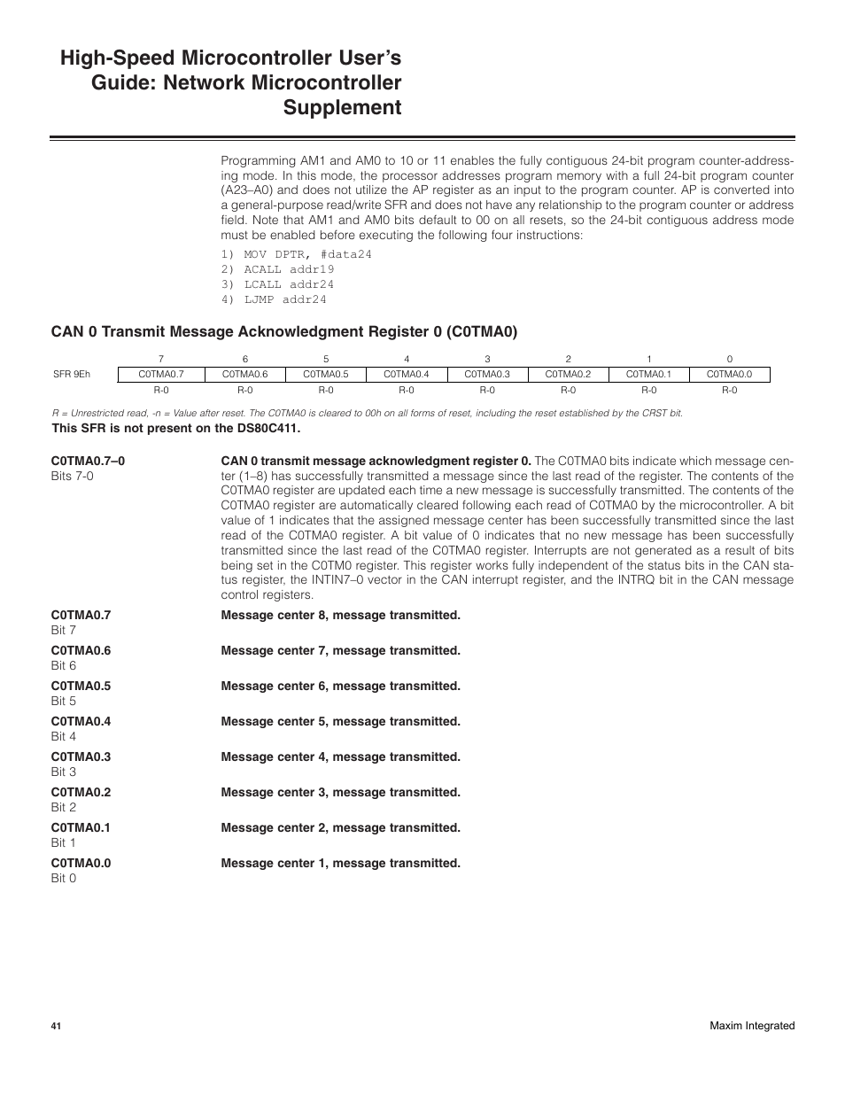 Maxim Integrated High-Speed Microcontroller Users Guide: Network Microcontroller Supplement User Manual | Page 41 / 221