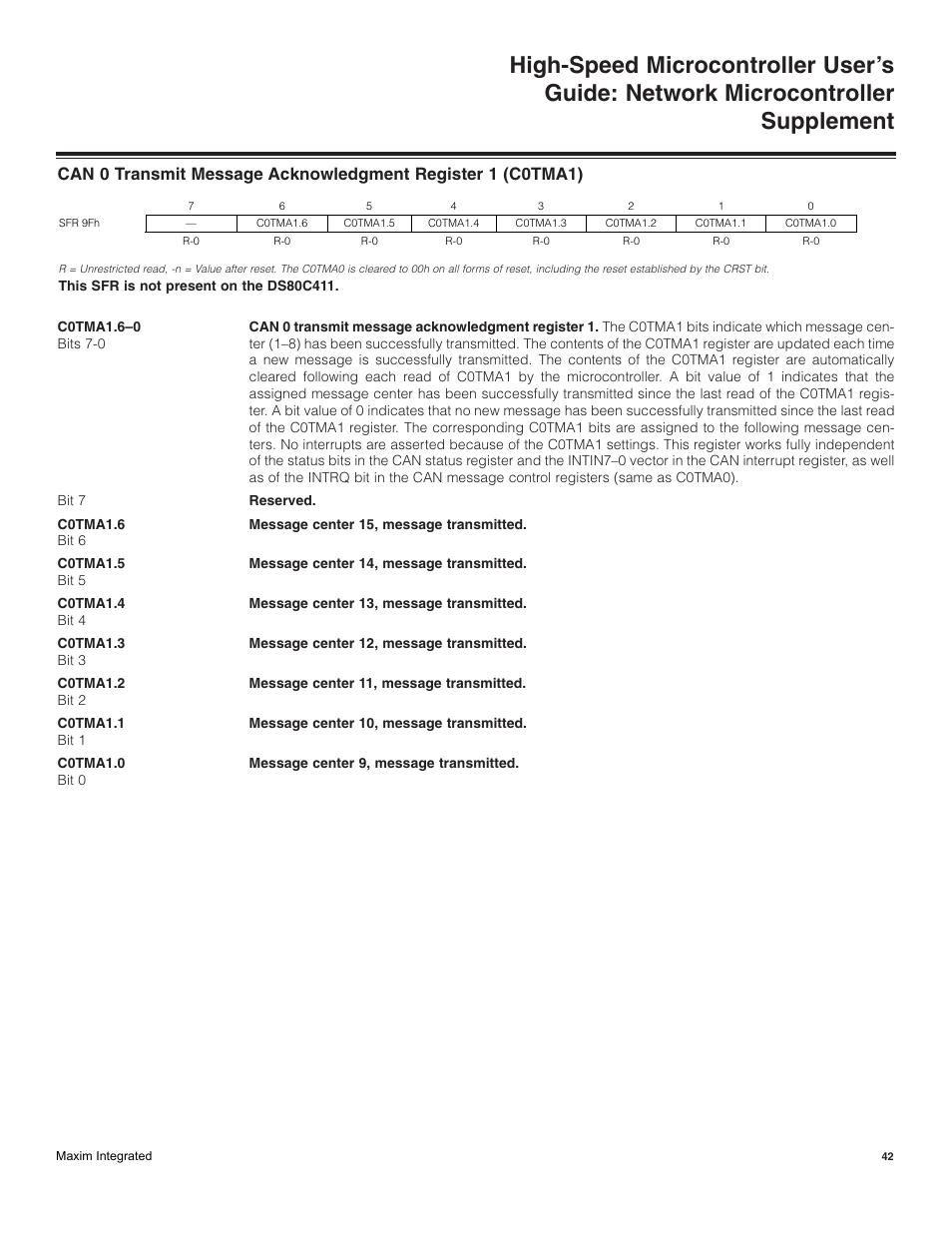 Maxim Integrated High-Speed Microcontroller Users Guide: Network Microcontroller Supplement User Manual | Page 42 / 221
