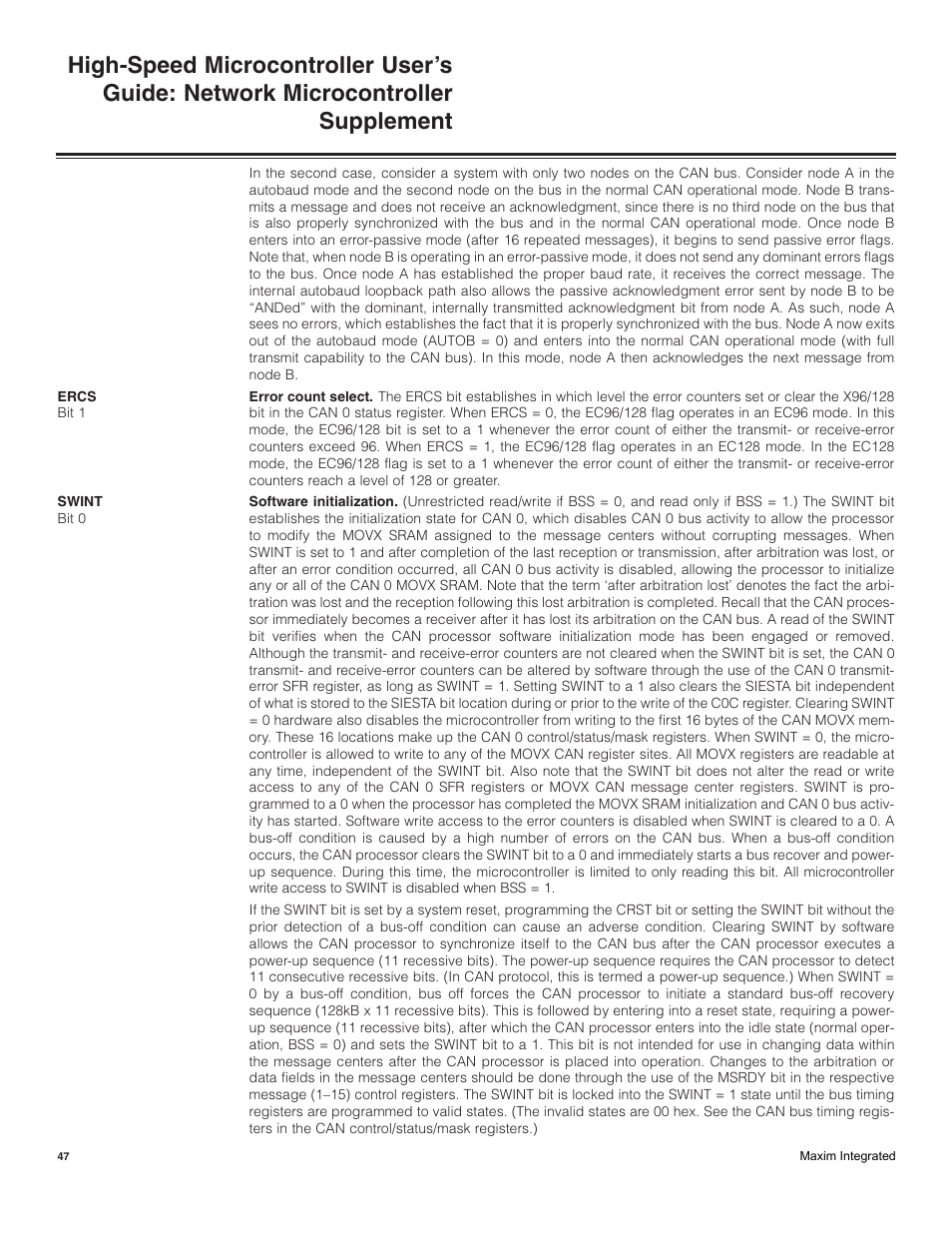 Maxim Integrated High-Speed Microcontroller Users Guide: Network Microcontroller Supplement User Manual | Page 47 / 221