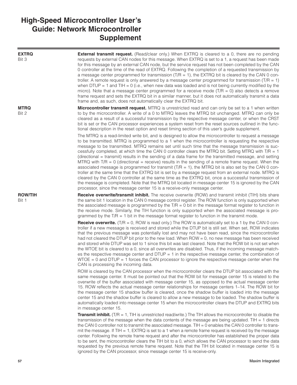 Maxim Integrated High-Speed Microcontroller Users Guide: Network Microcontroller Supplement User Manual | Page 57 / 221