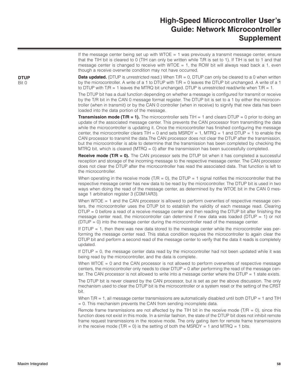 Maxim Integrated High-Speed Microcontroller Users Guide: Network Microcontroller Supplement User Manual | Page 58 / 221