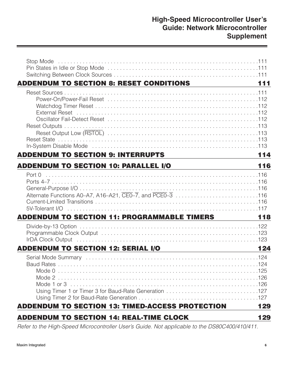 Maxim Integrated High-Speed Microcontroller Users Guide: Network Microcontroller Supplement User Manual | Page 6 / 221