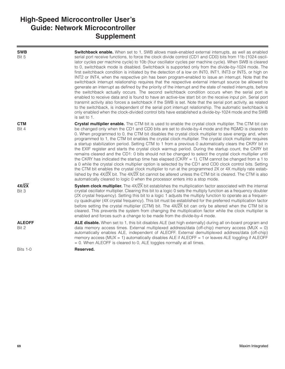 Maxim Integrated High-Speed Microcontroller Users Guide: Network Microcontroller Supplement User Manual | Page 69 / 221