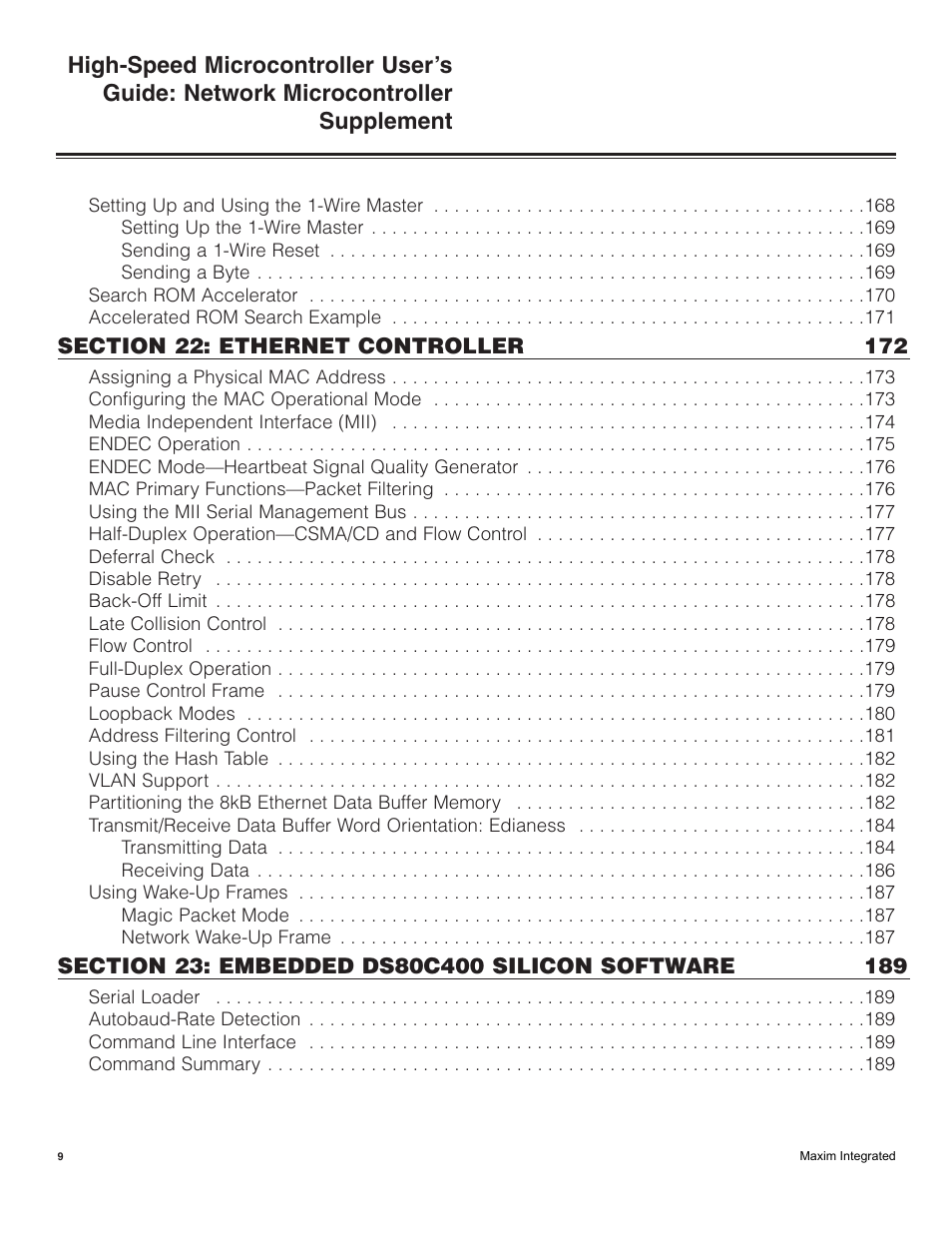Maxim Integrated High-Speed Microcontroller Users Guide: Network Microcontroller Supplement User Manual | Page 9 / 221