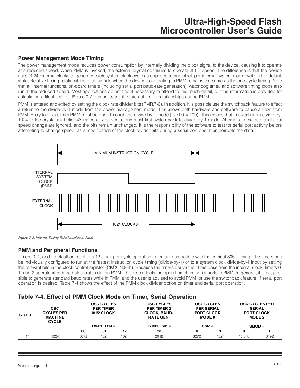 Power management mode timing, Pmm and peripheral functions, Power management mode timing -10 | Pmm and peripheral functions -10 | Maxim Integrated Ultra-High-Speed Flash Microcontroller User Manual | Page 102 / 169