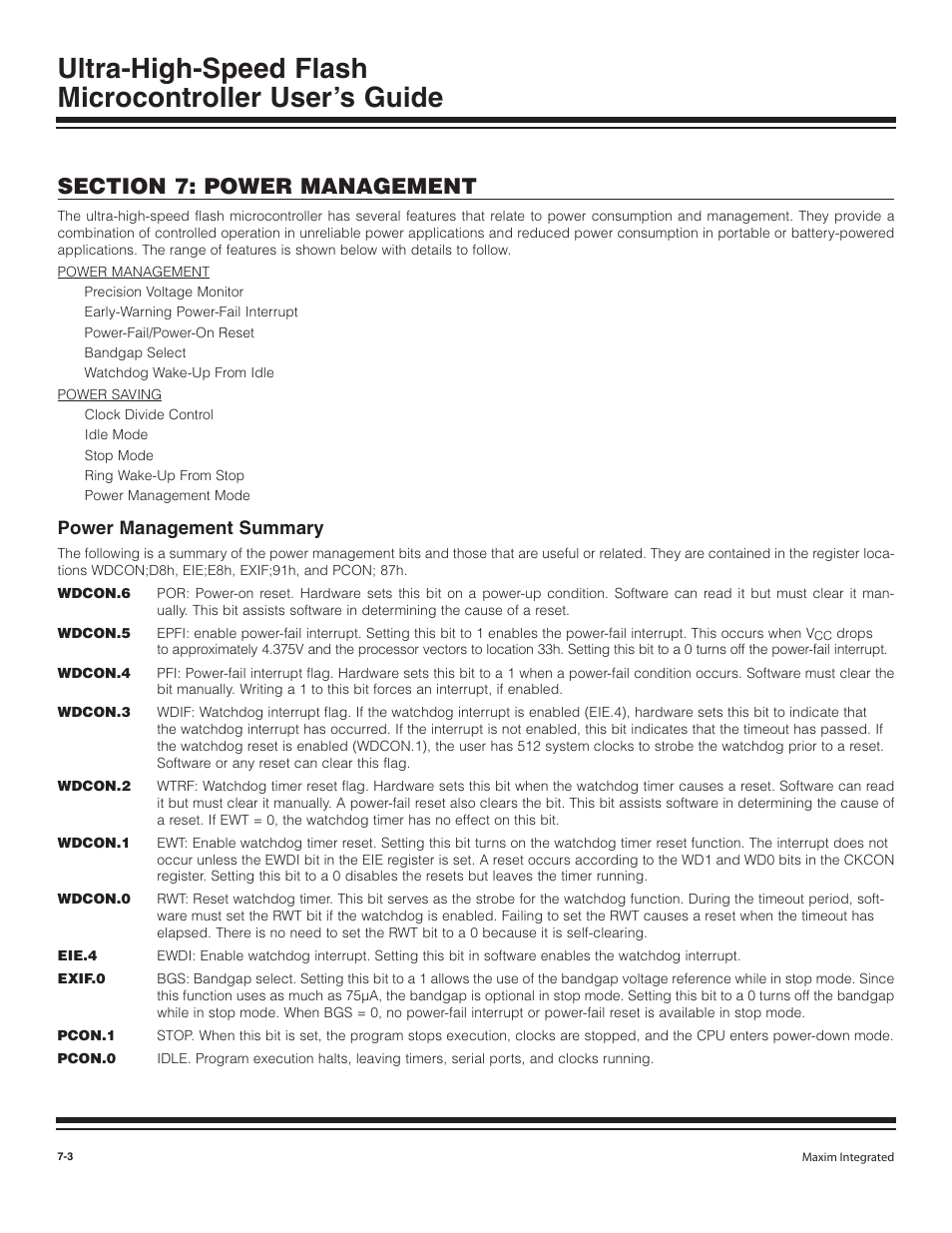 Power management summary, Power management summary -3 | Maxim Integrated Ultra-High-Speed Flash Microcontroller User Manual | Page 95 / 169