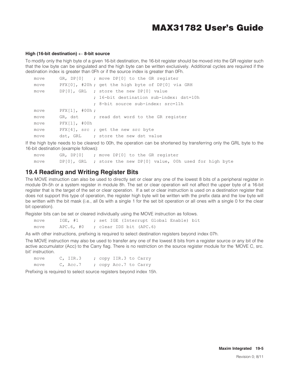4 reading and writing register bits, 19 .4 reading and writing register bits -5, 4readingandwritingregisterbits | Maxim Integrated MAX31782 User Manual | Page 170 / 223