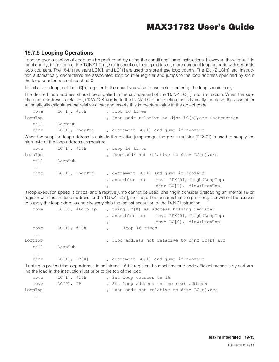 5 looping operations, 19 .7 .5 looping operations -13, 5loopingoperations | Maxim Integrated MAX31782 User Manual | Page 178 / 223