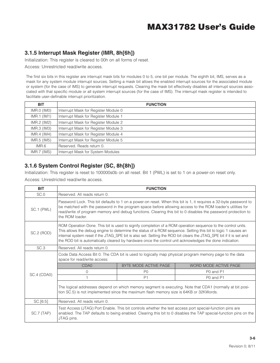 5 interrupt mask register (imr, 8h[6h]), 6 system control register (sc, 8h[8h]), 5interruptmaskregister(imr,8h[6h]) | 6systemcontrolregister(sc,8h[8h]) | Maxim Integrated MAX31782 User Manual | Page 24 / 223
