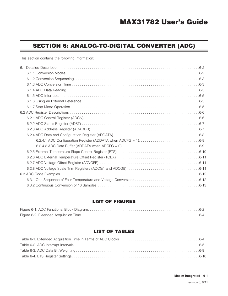 Section 6: analog-to-digital converter (adc), Section 6: analog-to-digital converter (adc) -1, Section | Analog-to-digital, Converter, Adc) | Maxim Integrated MAX31782 User Manual | Page 44 / 223