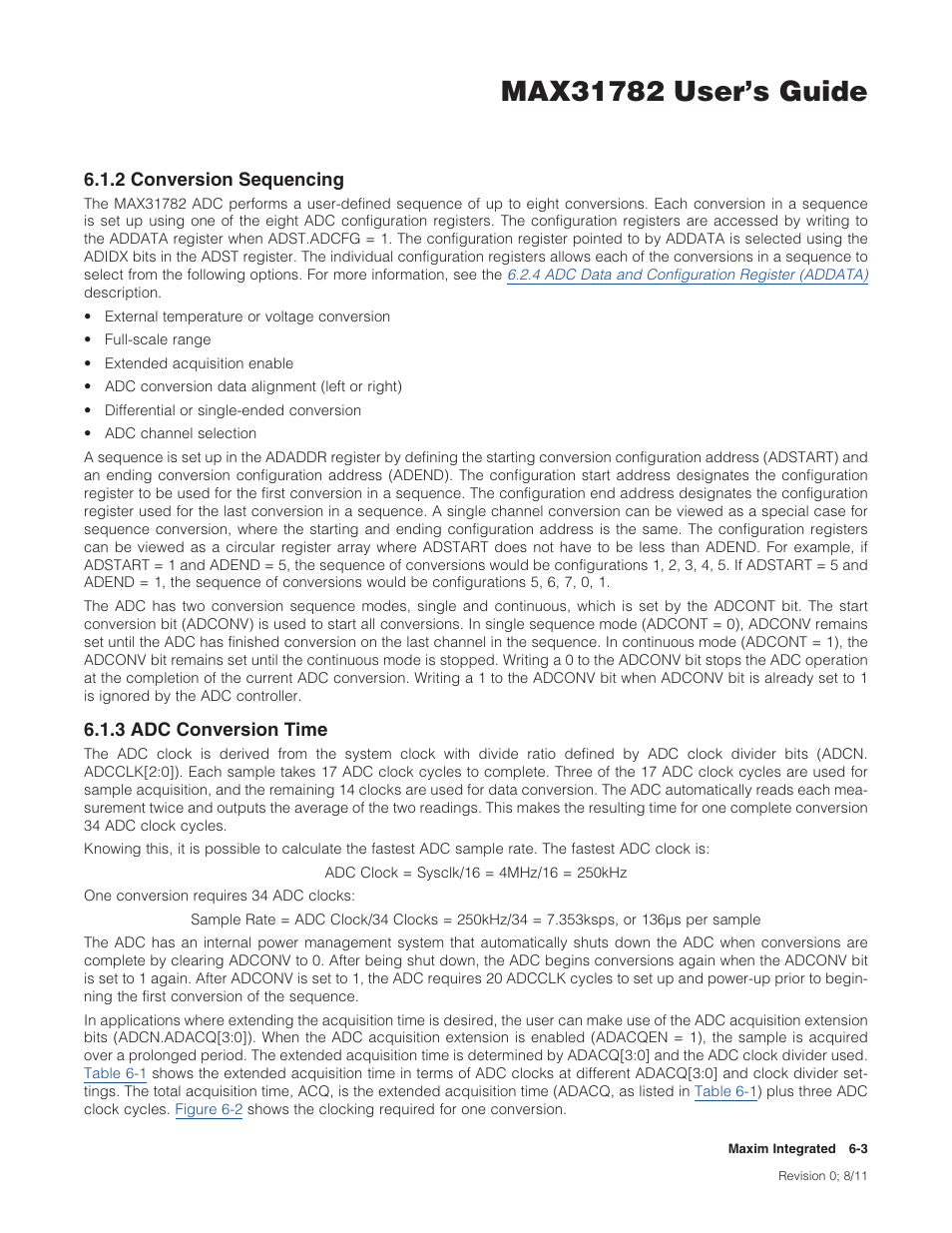 2 conversion sequencing, 3 adc conversion time | Maxim Integrated MAX31782 User Manual | Page 46 / 223