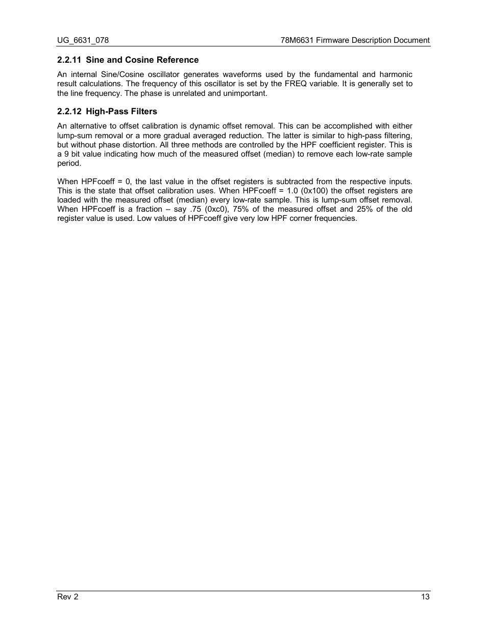11 sine and cosine reference, 12 high-pass filters, Sine and cosine reference | High-pass filters | Maxim Integrated 78M6631 User Manual | Page 13 / 32