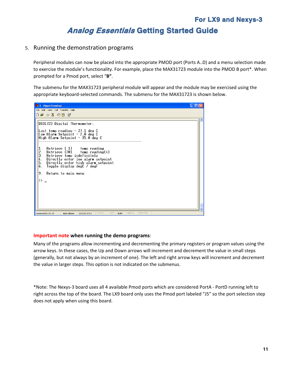 Analog essentials, Getting started guide | Maxim Integrated Analog Essentials Getting Started Guide for LX9 and Nexys3 User Manual | Page 11 / 23