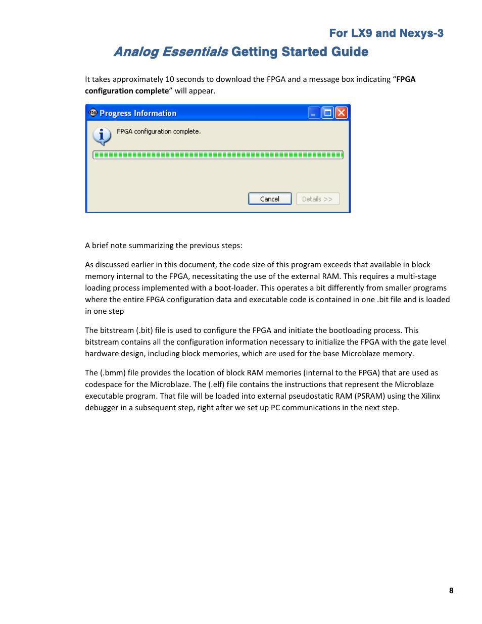 Analog essentials, Getting started guide | Maxim Integrated Analog Essentials Getting Started Guide for LX9 and Nexys3 User Manual | Page 8 / 23