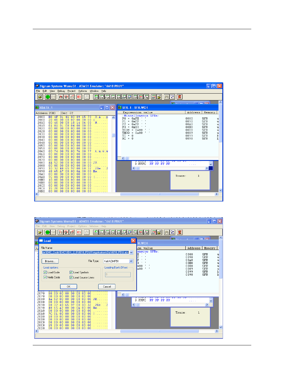 3 via the adm-51 emulator, Via the adm-51 emulator | Maxim Integrated 78M6618 PDU1 Firmware User Manual | Page 17 / 19