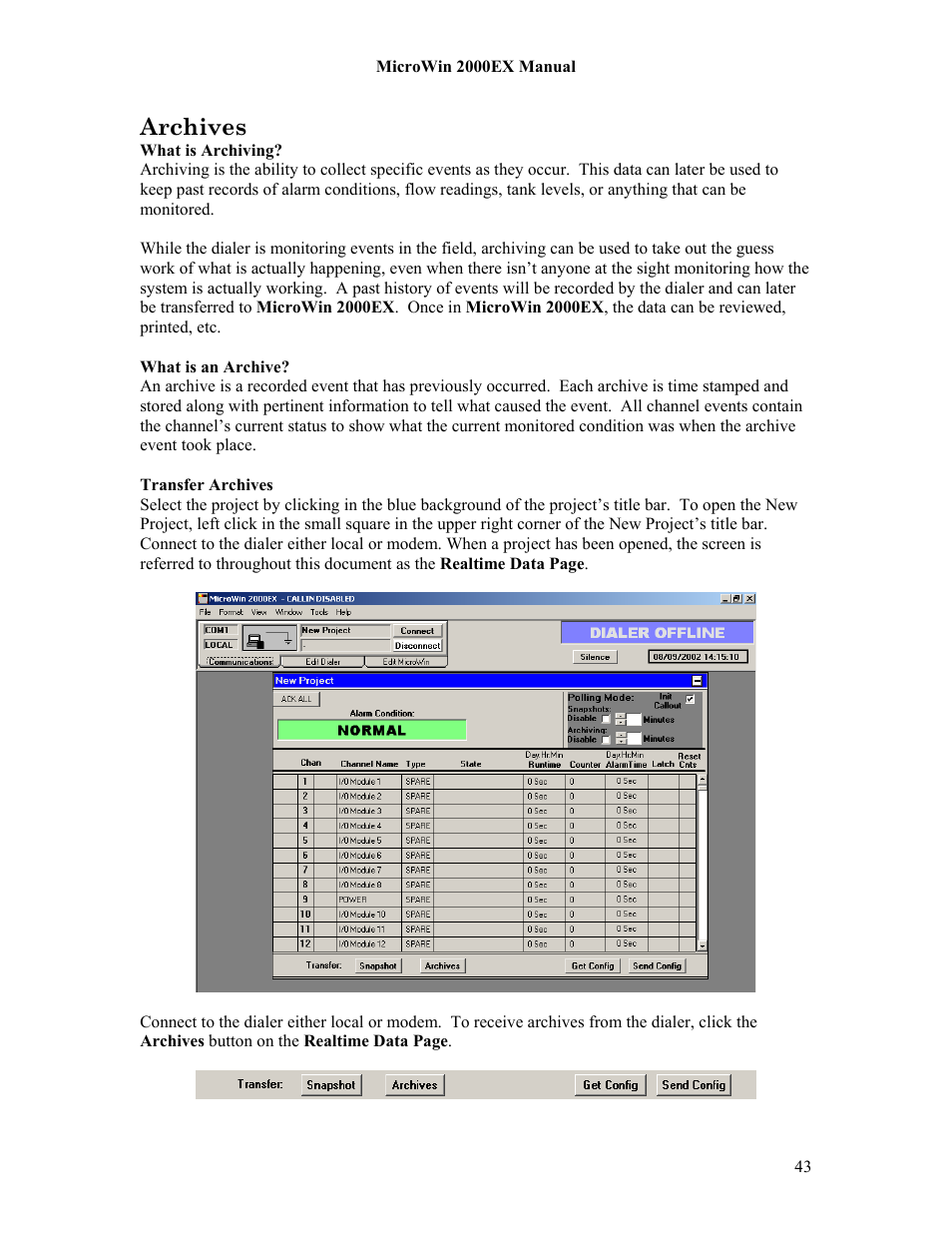 Archives | Microtel MicroWin 2000EX User Manual | Page 49 / 63