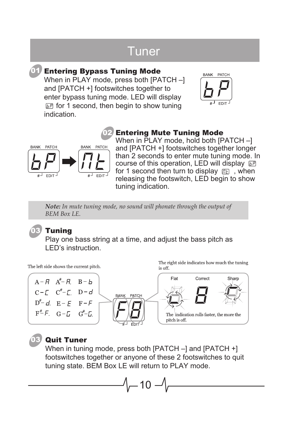 Tuner | MOOER BEM Box LE User Manual | Page 11 / 26
