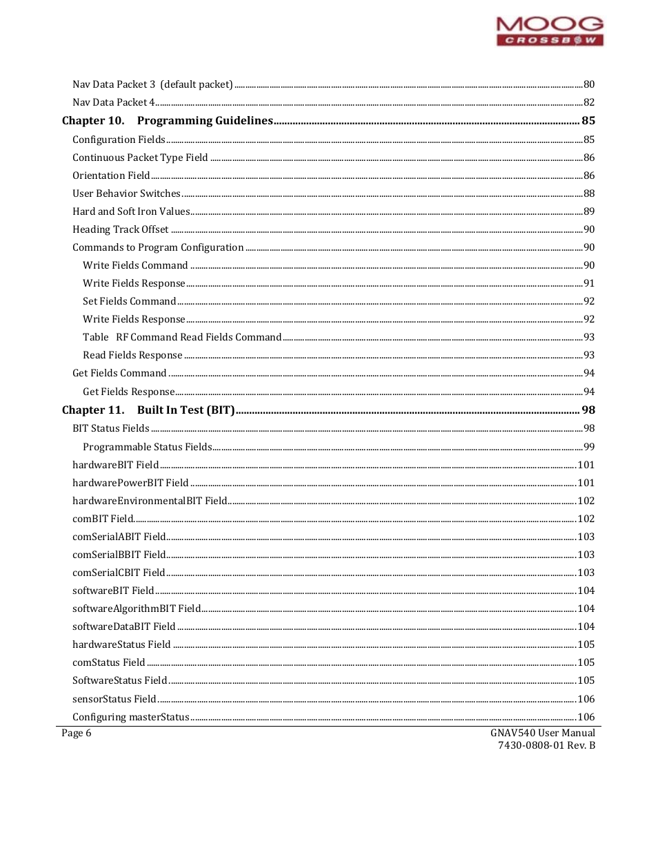 Moog Crossbow GNAV540 User Manual | Page 6 / 132