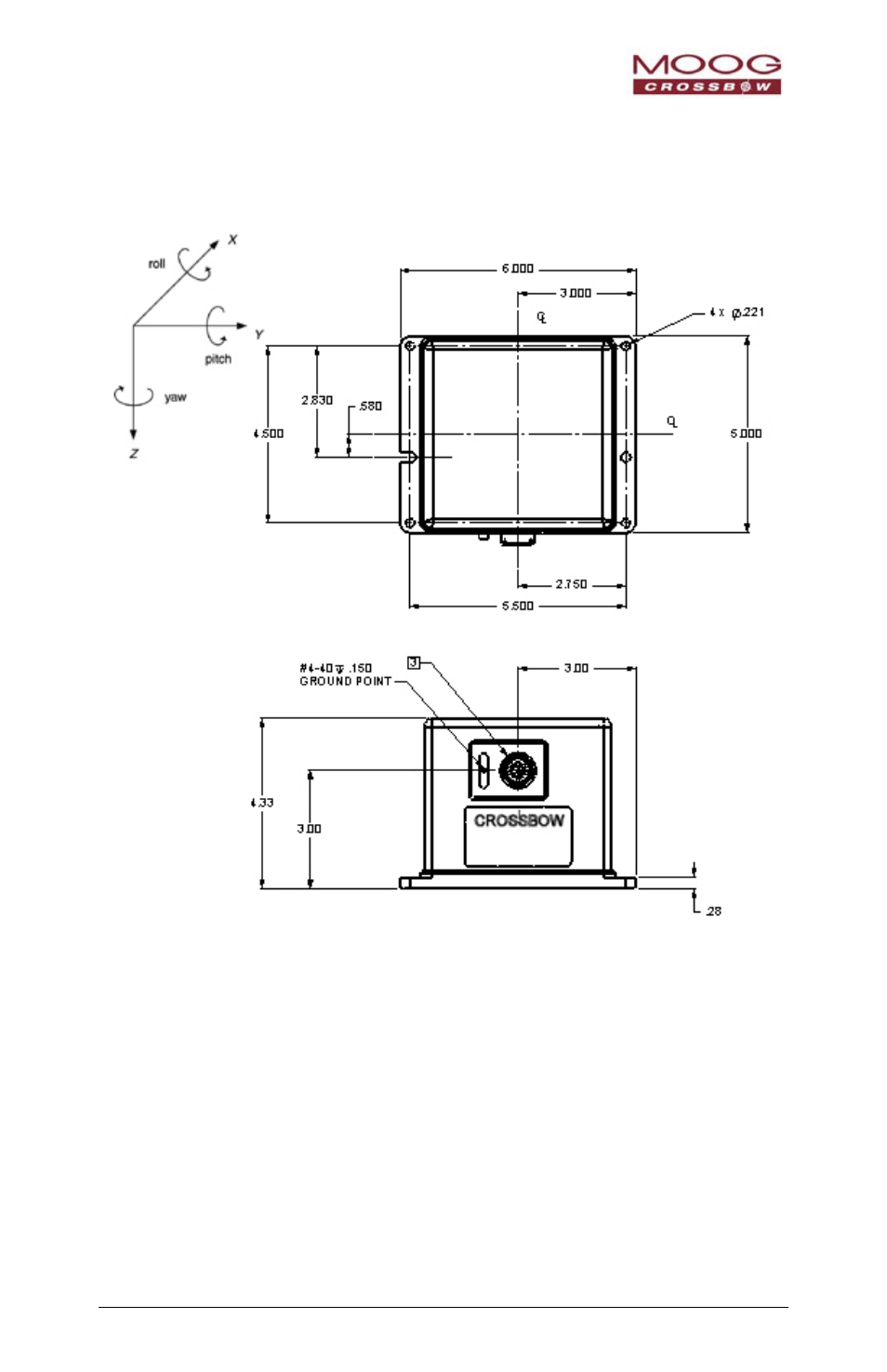 5 appendix a. mechanical specifications, 1 outline drawing, Appendix a. mechanical specifications | Vg700m outline drawing | Moog Crossbow VG700MB Series User Manual | Page 29 / 37
