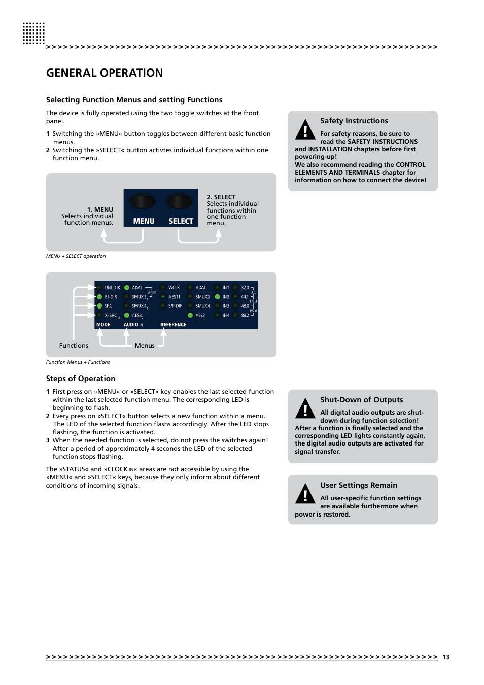 General operation | MUTEC MC-4 User Manual | Page 13 / 26