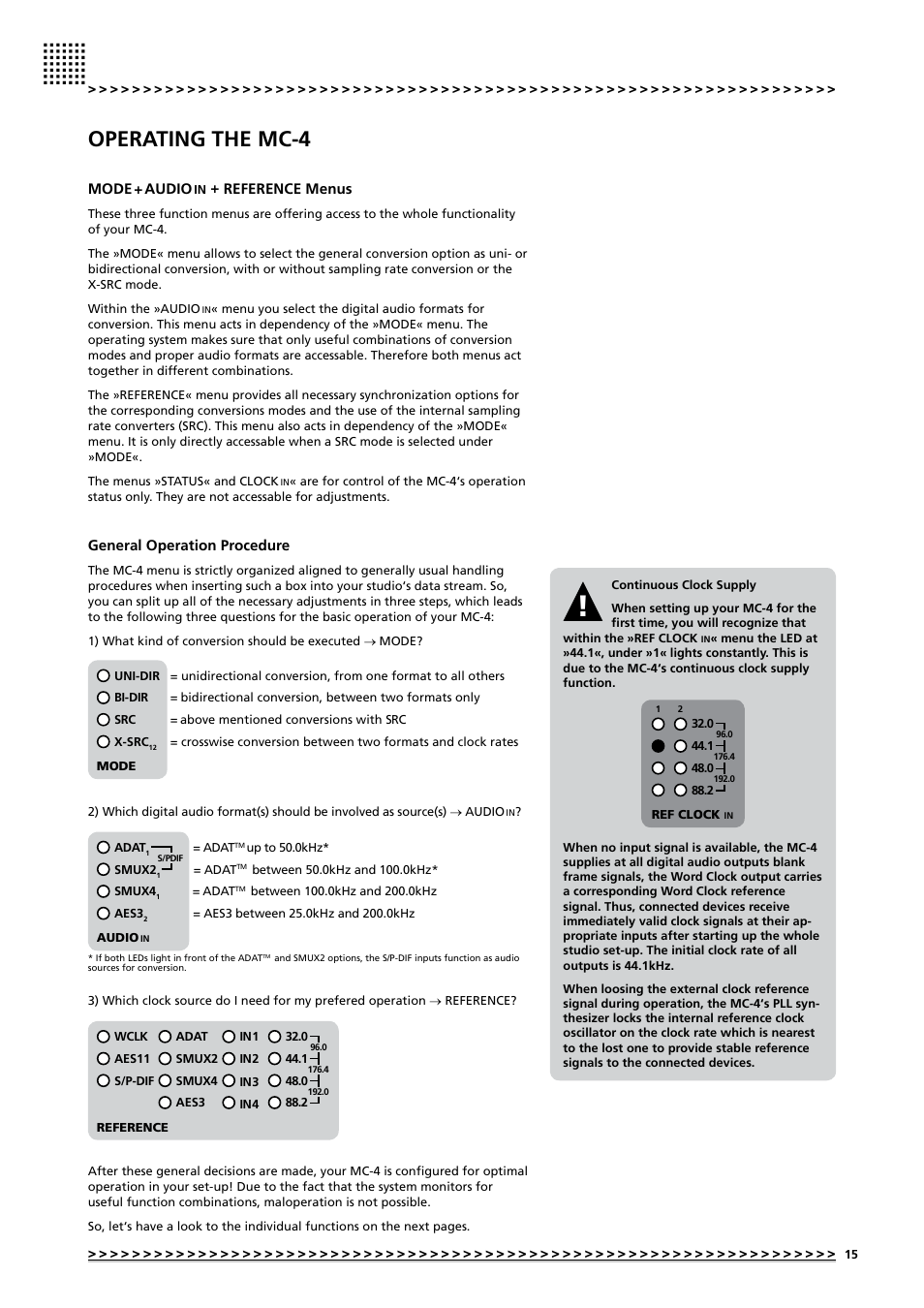 Operating the mc-4 | MUTEC MC-4 User Manual | Page 15 / 26