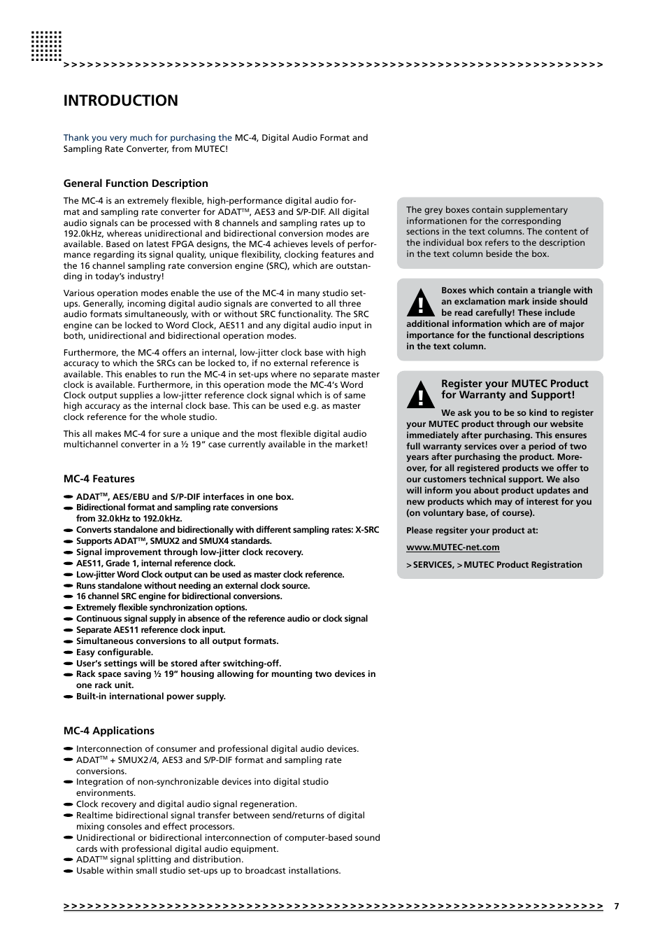 Introduction | MUTEC MC-4 User Manual | Page 7 / 26