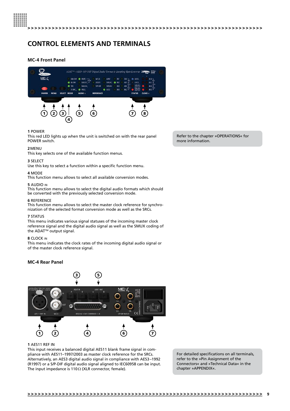 Control elements and terminals | MUTEC MC-4 User Manual | Page 9 / 26